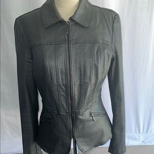 White House Black Market Dark Gray Coated Denim Jacket